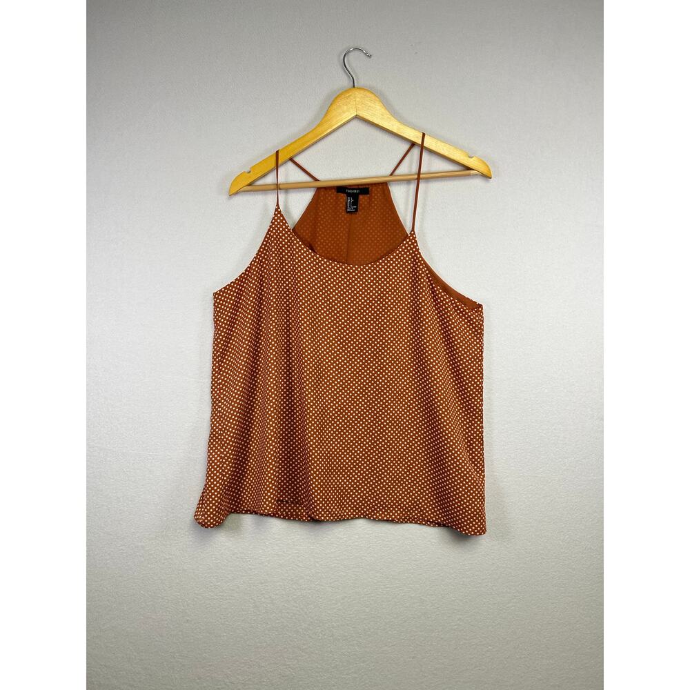 Forever 21 womens rust polkadot cami‎ top large
